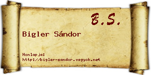 Bigler Sándor névjegykártya